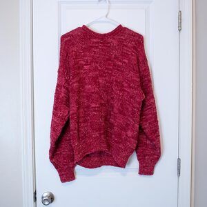 Preppy VTG Sweater Red Marled Knit Lake Harmony Rowing Club XL Bright Winter
